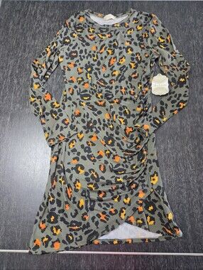 Altar'd State Olive Green Camo Dress with Black and Orange Accents NWT